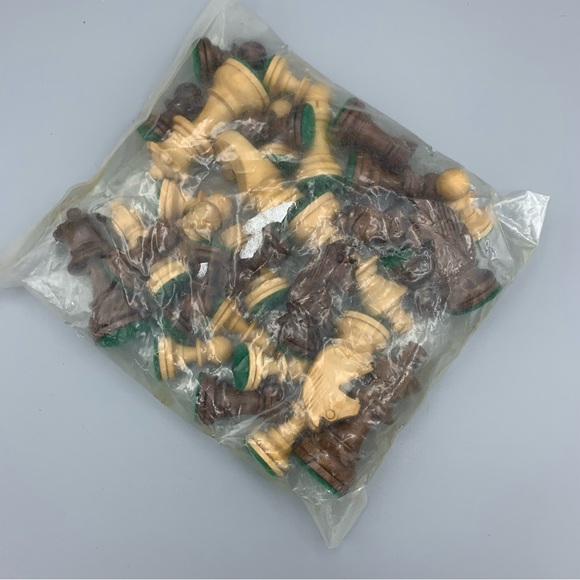 Wooden Chess Pieces Only Green Felt Bottom New in Bag (Listing #3) - Picture 3 of 10